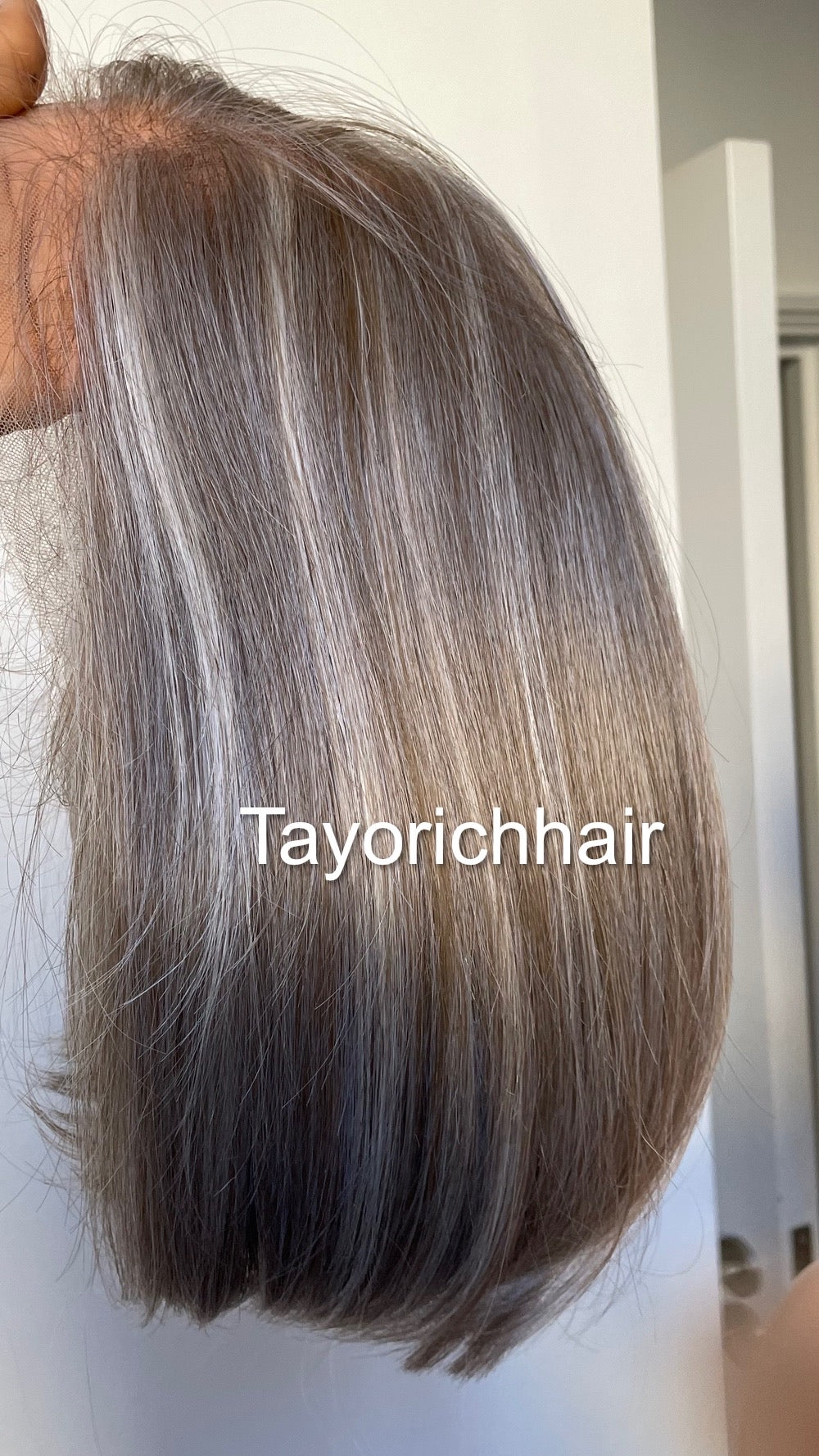 Grey Bob Wig | 10” Straight Heat-Safe Synthetic Lace Front Wig | Tayorichhair