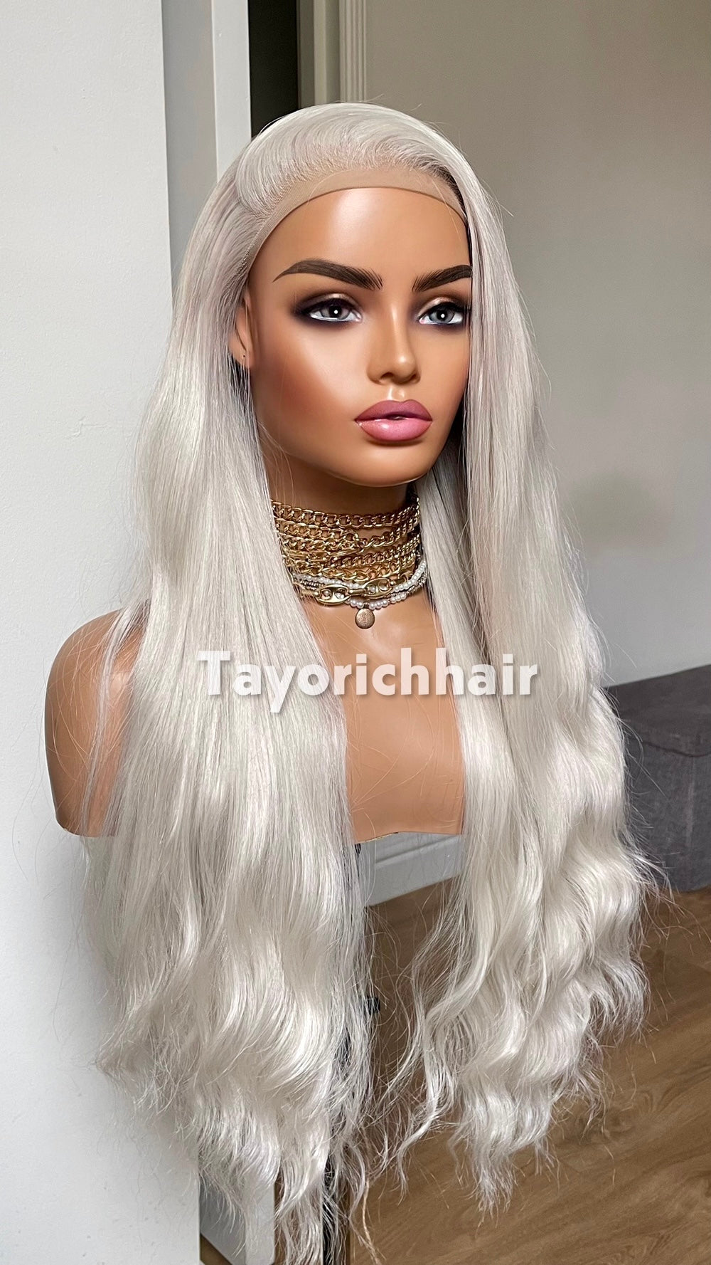 Platinum Blonde Lace Front Wig: 26 Inch Wavy Hair 13 by 6 Lace