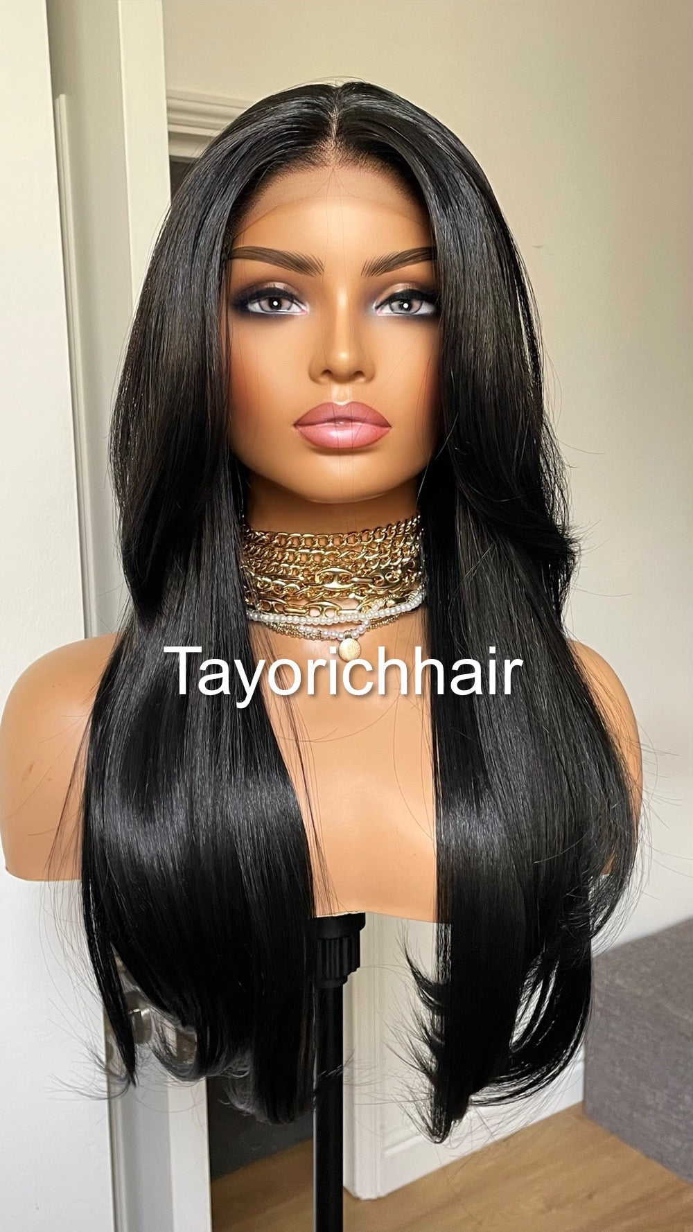 Tayorichhair 20-Inch Jet Black Straight Synthetic Wig – 13x3 Transparent Lace Front, Free Part Beginner-Friendly Glueless Daily Wear Wig