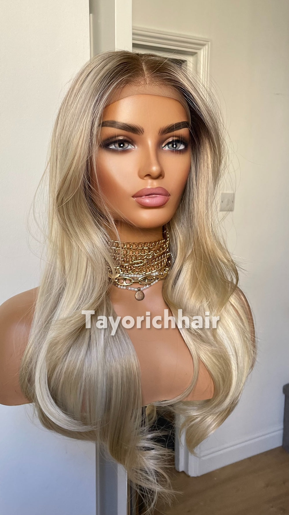 Mixed Light Blonde Heat Safe Synthetic Lace Front Wig | Layered 10” Front 20” Back | Low Density Natural Wig | Tayorichhair