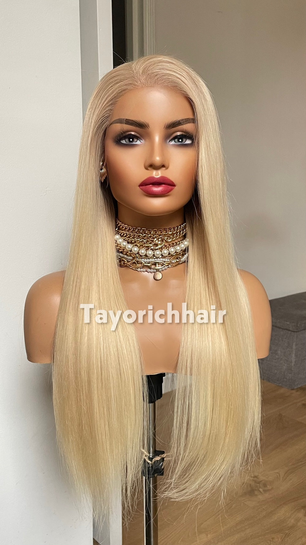 22 Inch Warm Blonde Human Hair Wig with 13x4 HD Lace Frontal