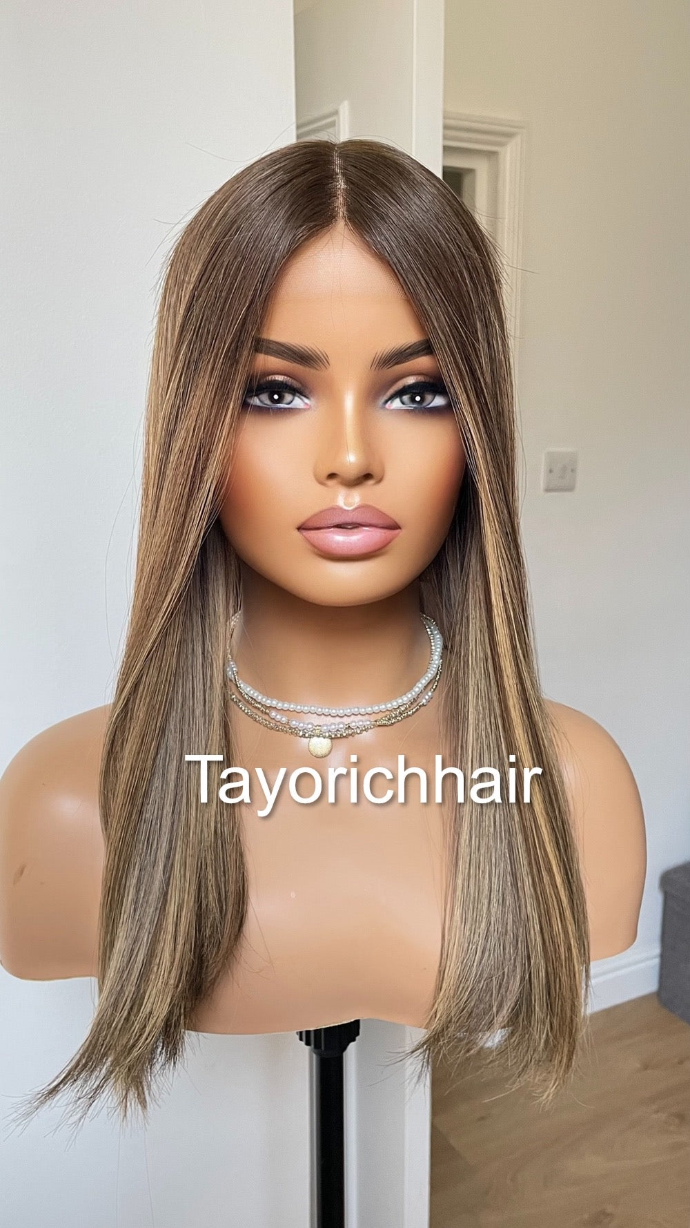 Balayage Human Hair Lace Top Wig In 18 Inches/ European Human Hair Wig/ Natural Looking Wig For Women/ Blonde & Brown Wig By Tayorichhair