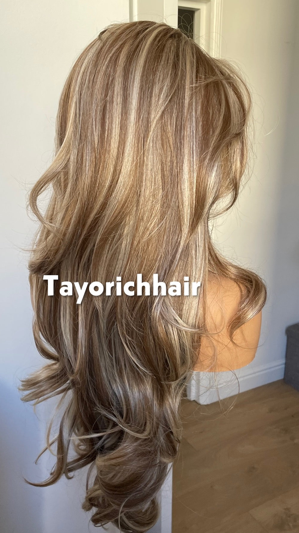 Mixed Blonde And Brown Lace Front Wig; Layered 24 Inch, Pre Plucked Hairline