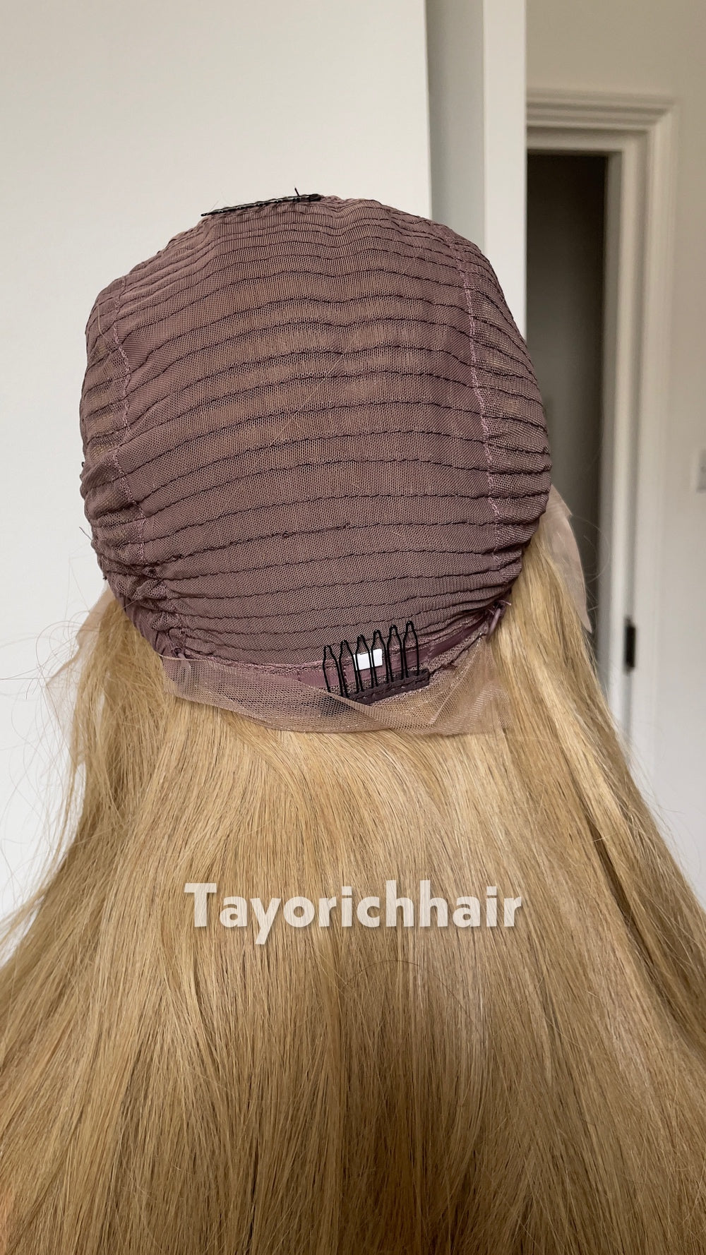 Golden Ash Blonde Human Hair Wig | 18” Straight