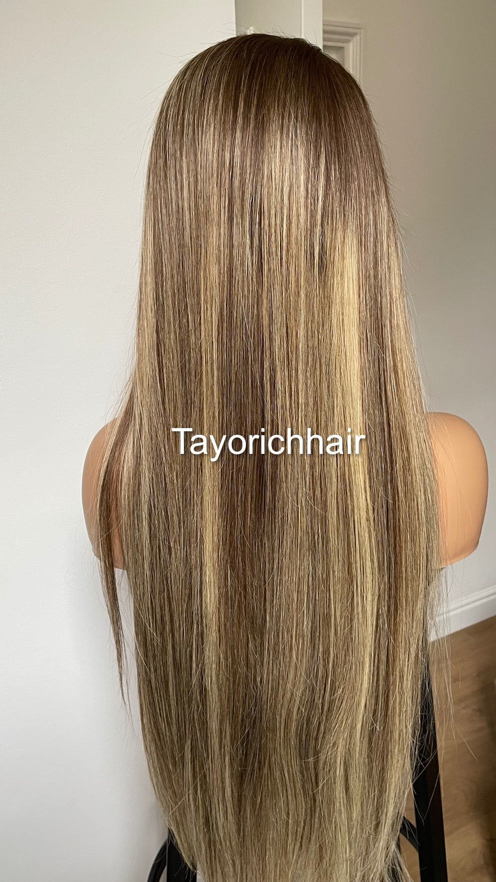 Ombre Balayage Brazilian Human Hair Wig•13x4 HD Lace Wig•Dark Brown Roots 26 Inches Long Straight Hair Wig•Ready To Ship Wig For Hairloss