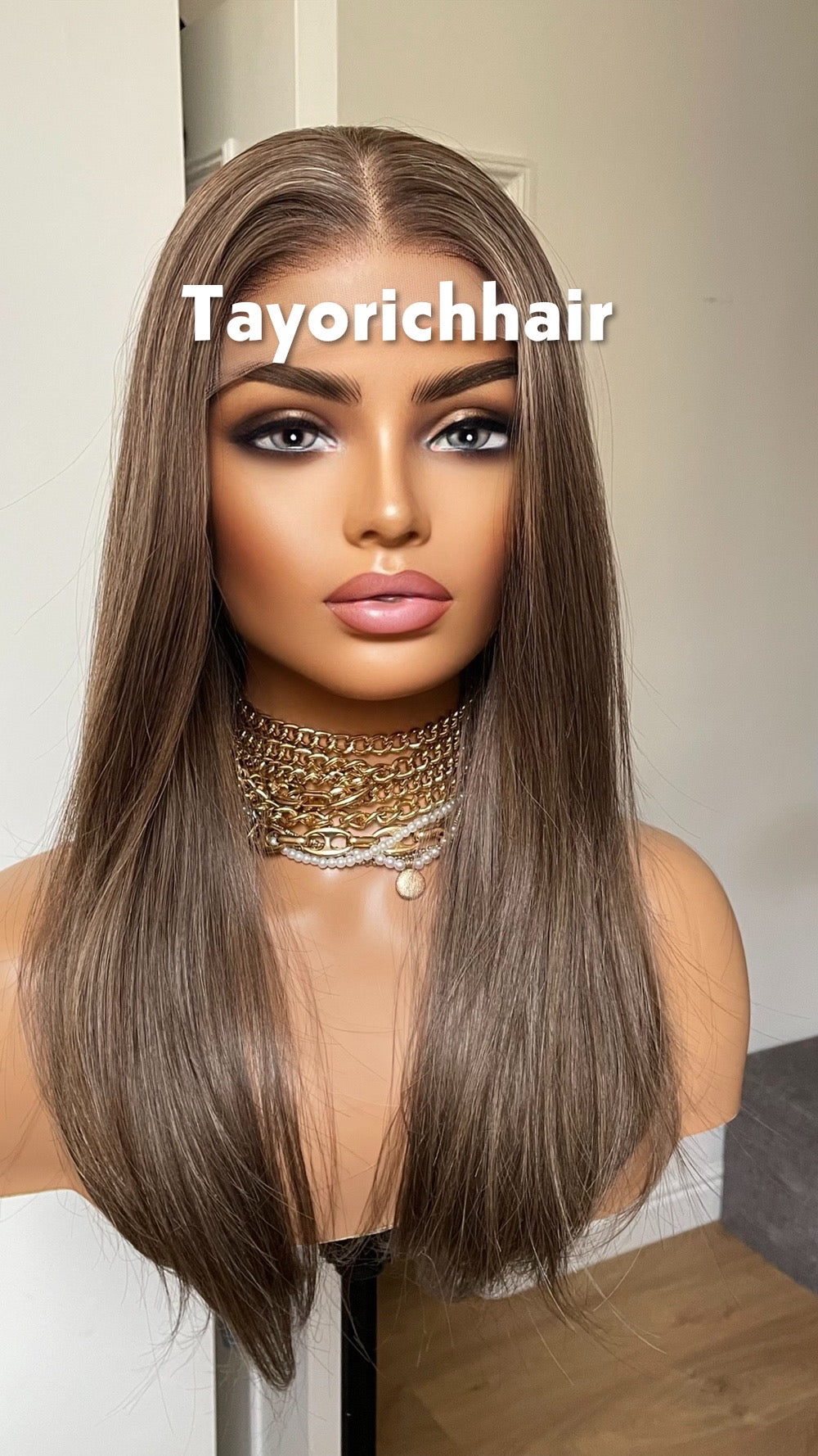 Dark Ash Blonde Straight Wig- 16 Inch Lace Front, Heat Resistant Synthetic Hair