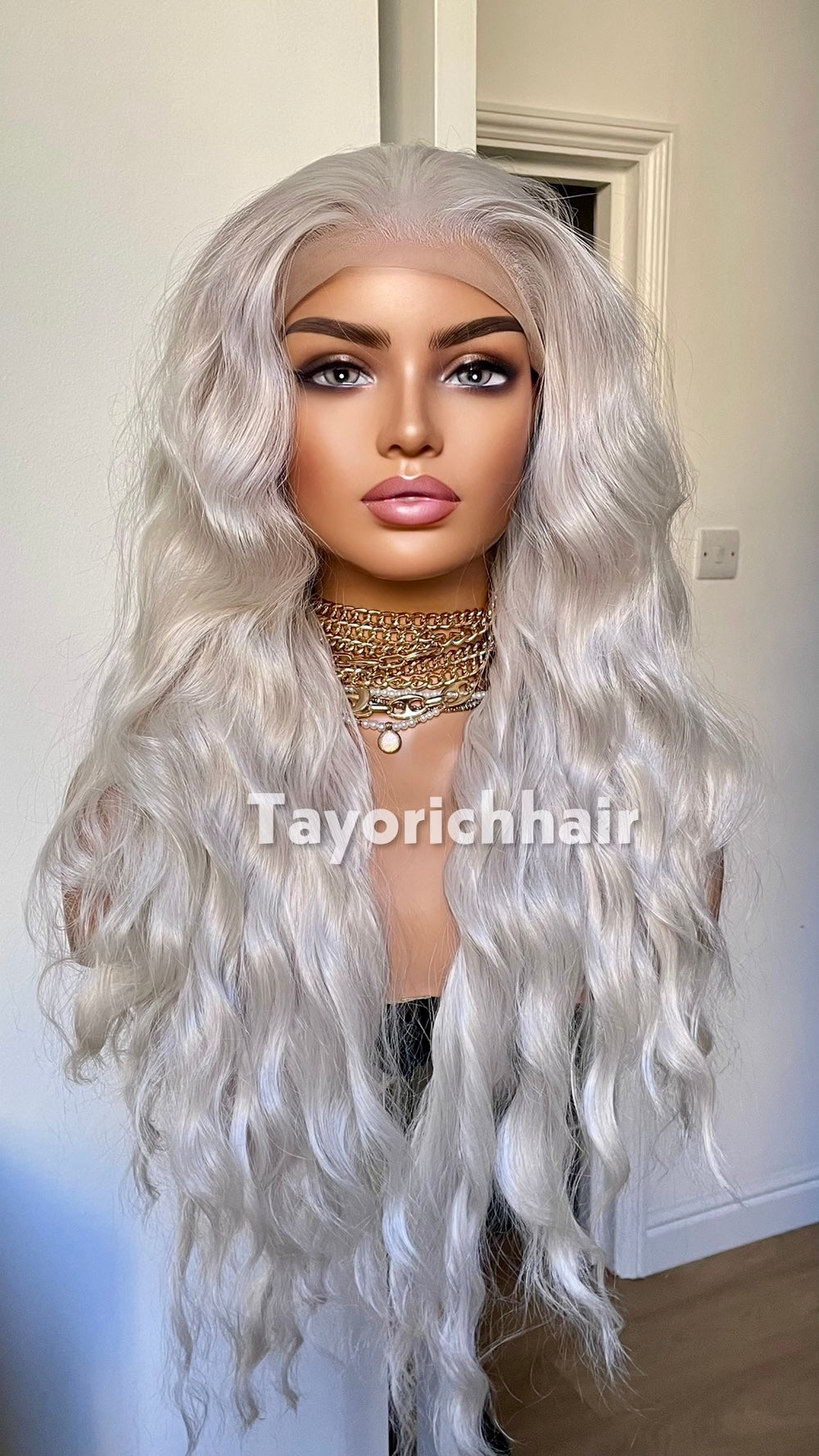 Tayorichhair Icy Platinum Blonde Loose Curls Wig – 24" Heat Safe Synthetic