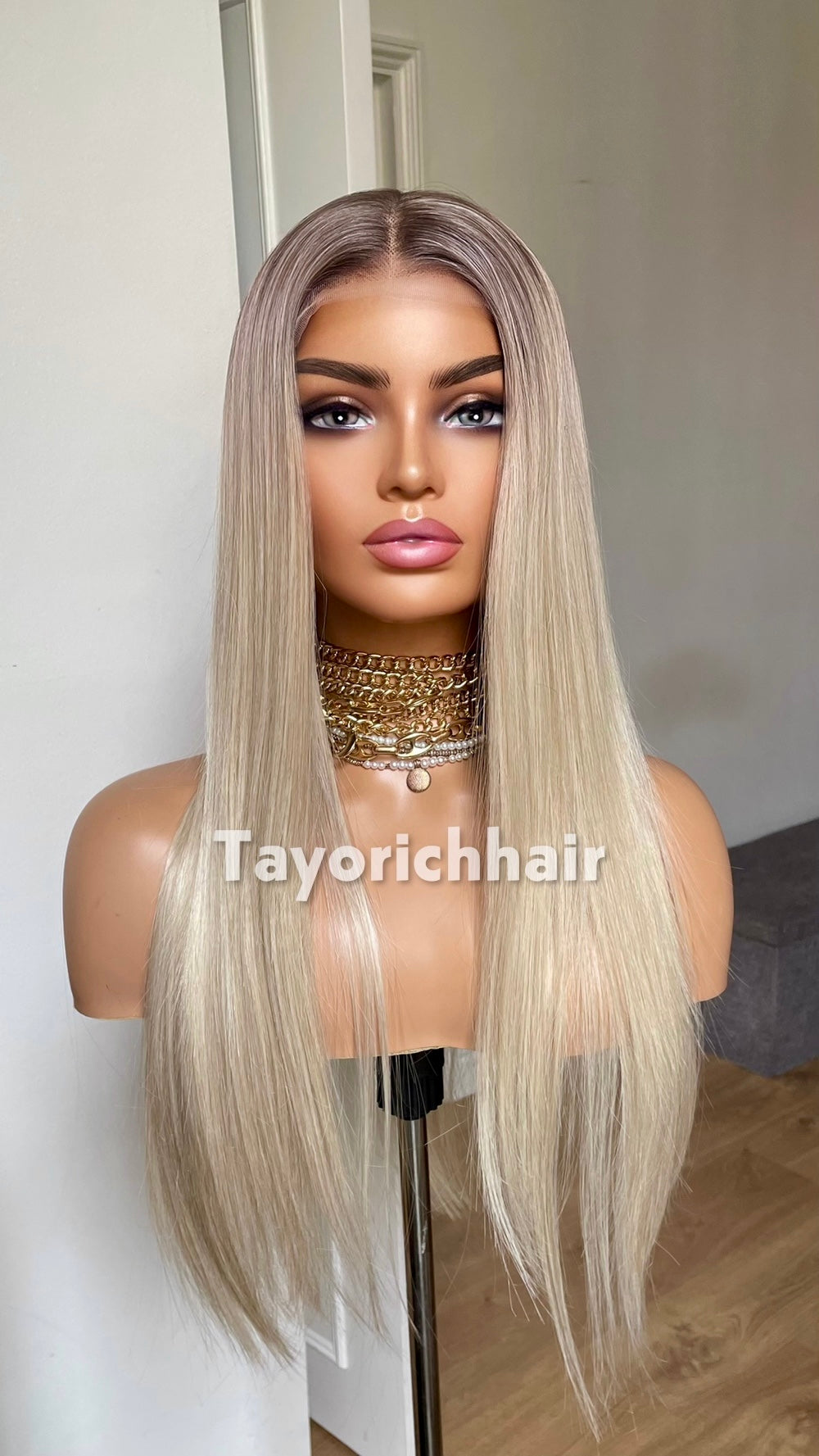 Ombre Glueless Blonde Wig; Long Straight Hair