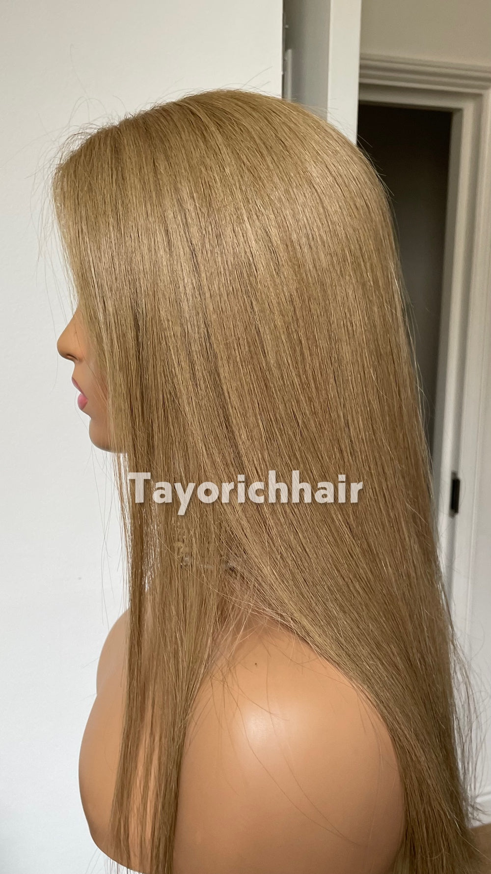 Golden Ash Blonde Human Hair Wig | 18” Straight