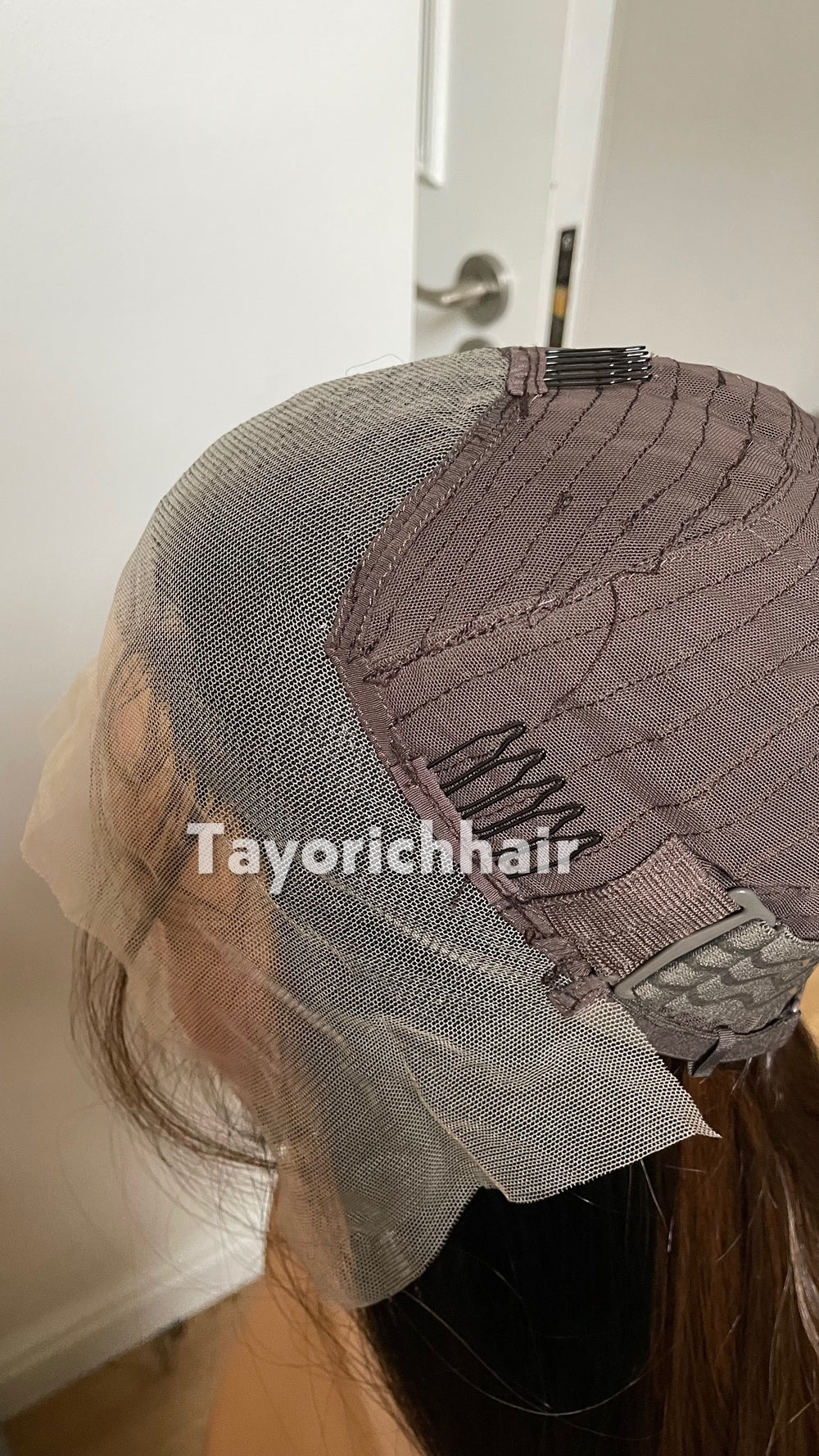 Dark Brown Highlighted Synthetic Lace Front Wig – 24 Inch, Glueless, Heat Safe