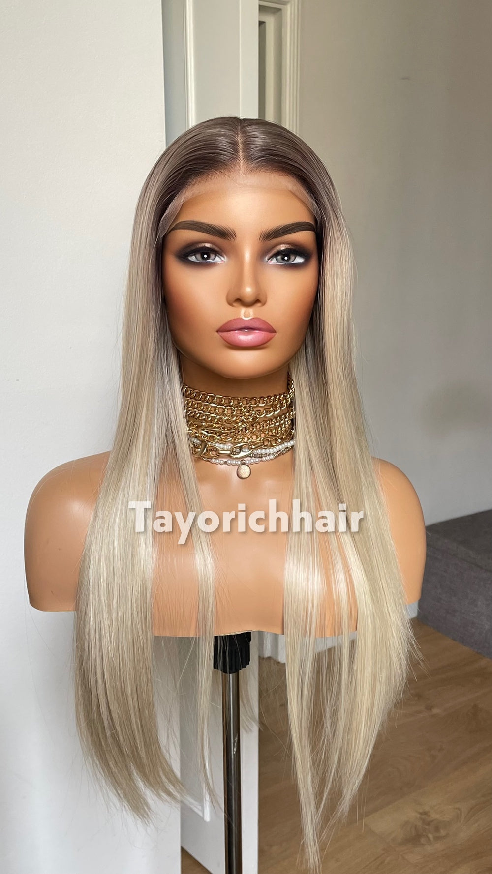Ombre Glueless Blonde Wig; Long Straight Hair