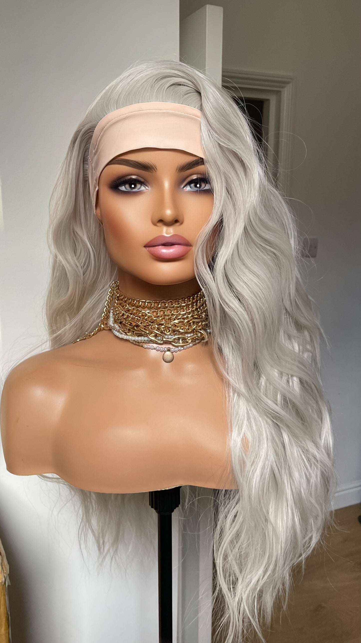 Ponytail Glueless Wig/ No Lace/ Headband Wig For Women/ Updo Synthetic Wig