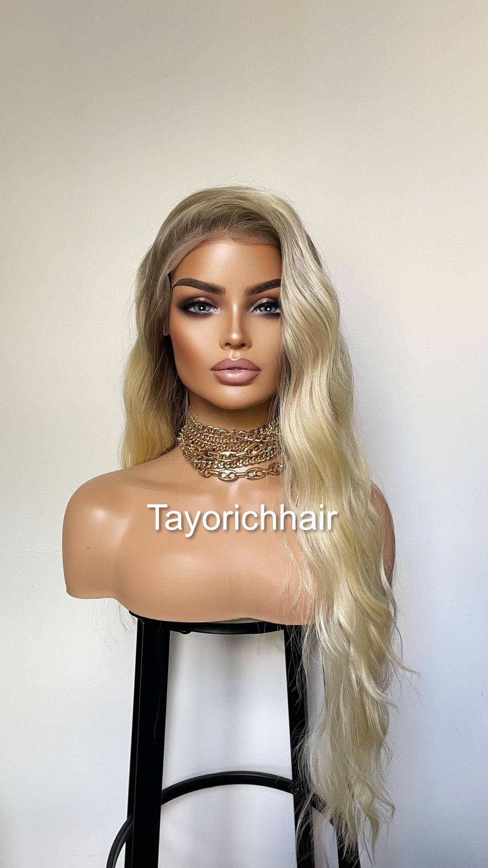 Ombre Platinum Blonde Hair Wig/Golden Platinum Blonde Wig/ Heat Safe Synthetic/ Soft Wavy Blonde Hair/ Wigs For Alopecia/ Hairloss Wigs