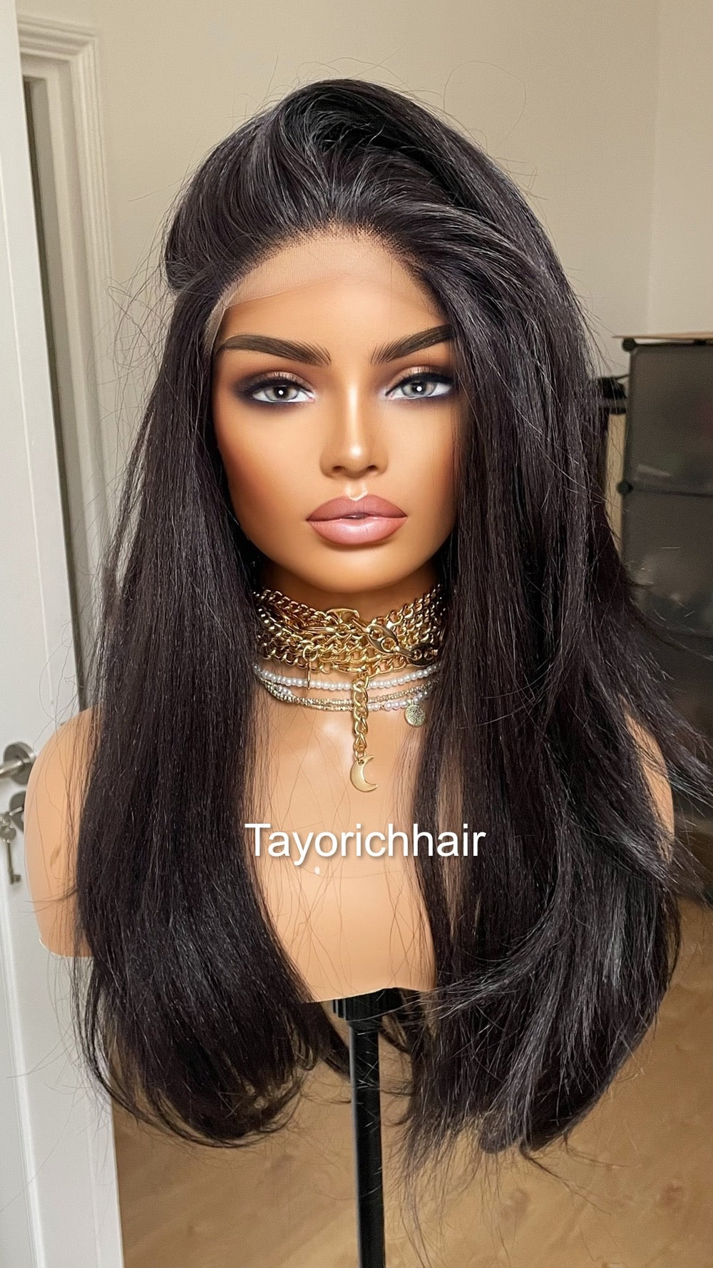 Jet Black Lace Front Wig For Women| Black Short Yaki Synthetic Wigs For Women| Daily Wig For Women| Party Wigs|Free Part Shoulder Length Wig