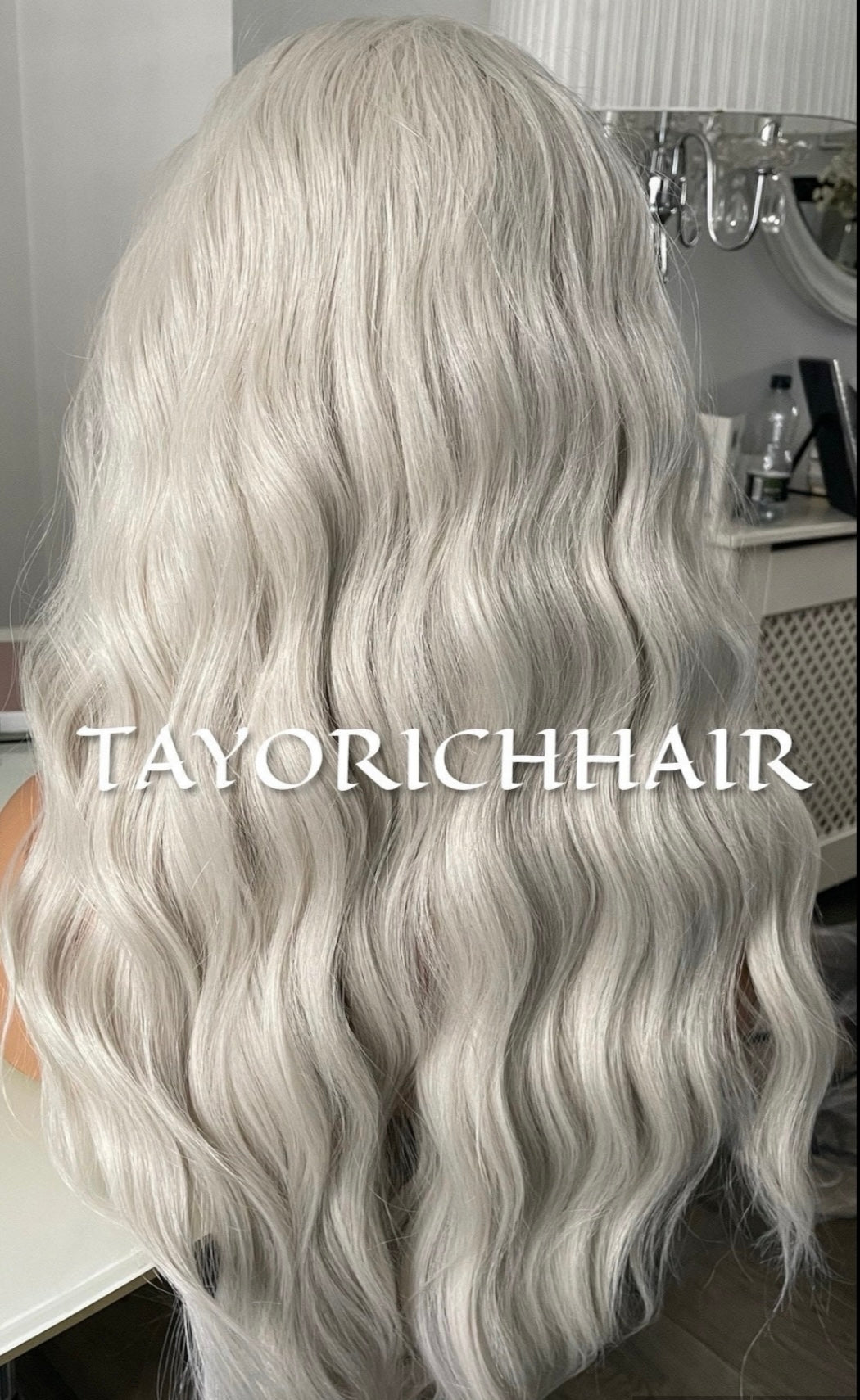 Ash White Ponytail Wig/ No Lace Easy Wear Wig For Workout