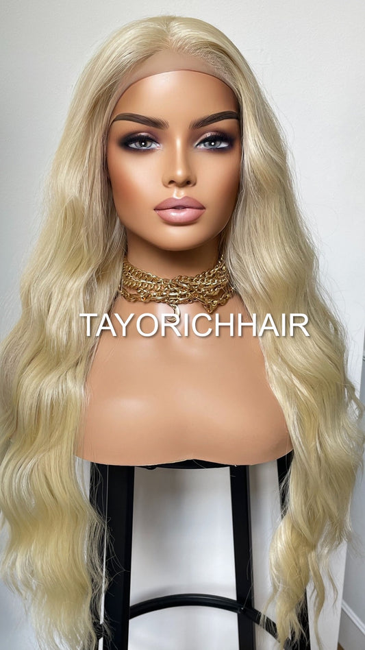 Golden Platinum Blonde Synthetic Wig By Tayorichhair