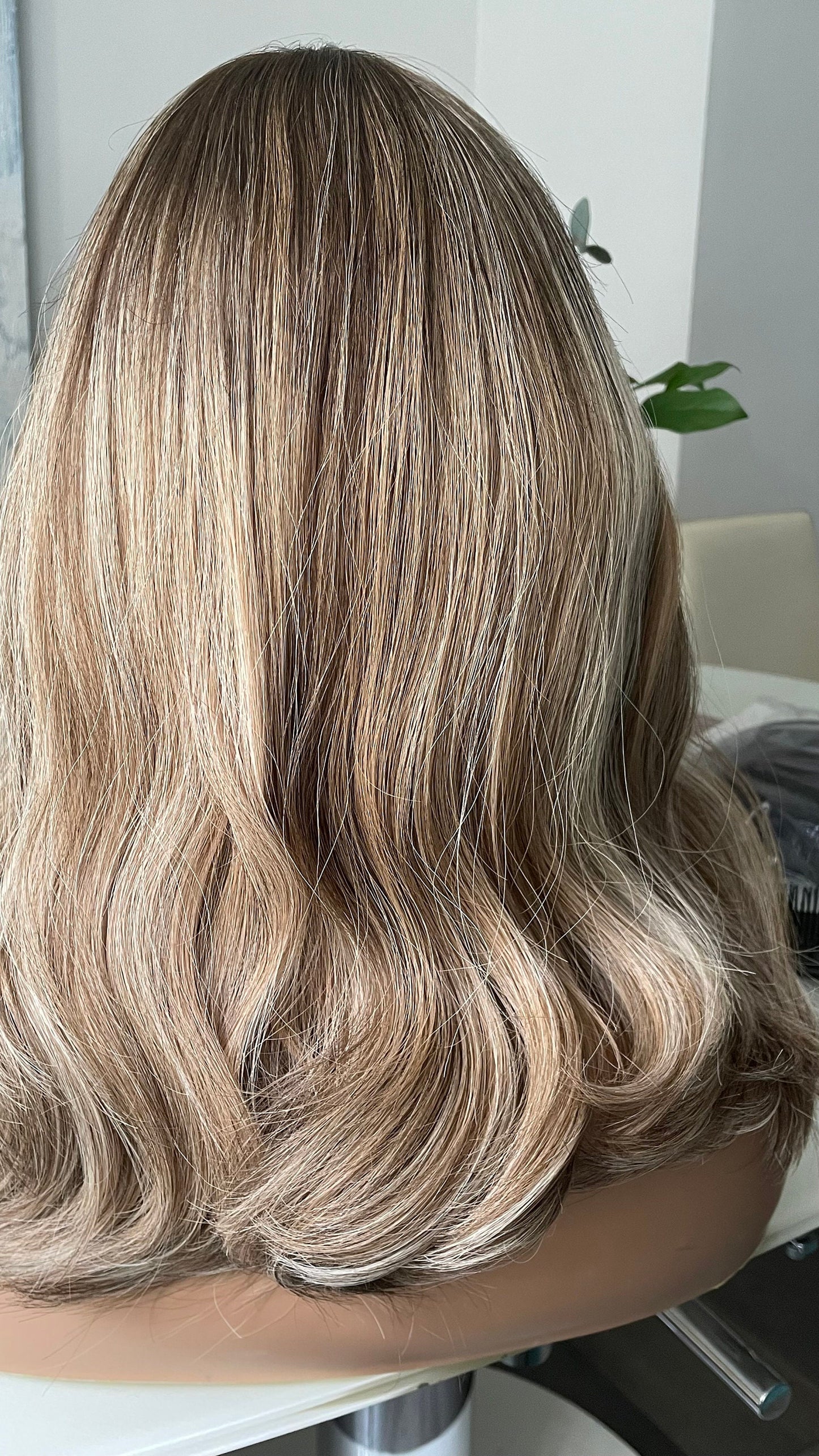 High Quality Balayage Real Hair Lace Front Wig/ Golden Blonde Highlights /Dark Brown Roots/ 100% European Hair Wig For Daily Wear