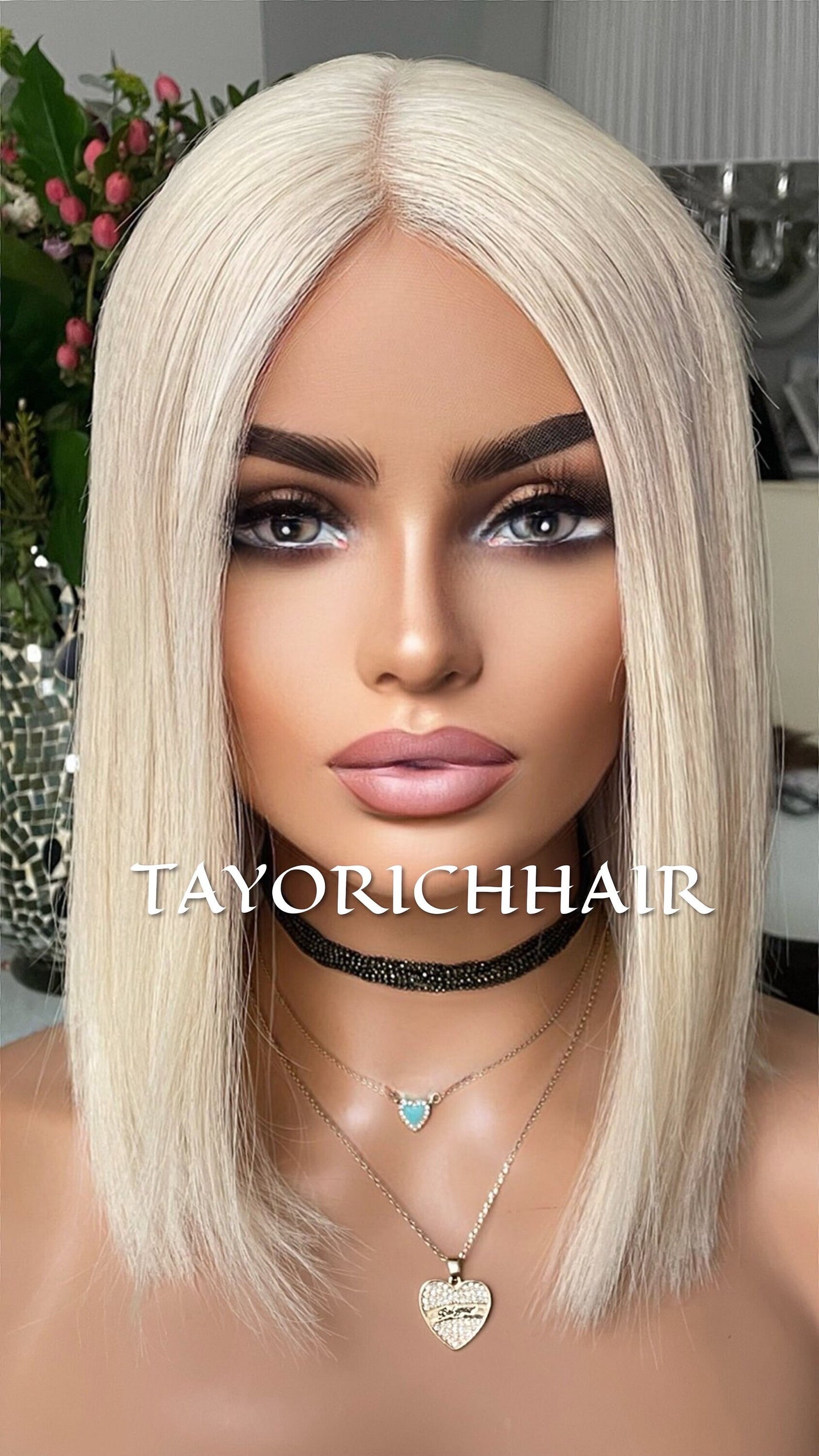 Platinum Blonde Bob Wig/ 100% Single Donor/ Extra Light Weight 130 Density/ European Hair /Lace Top Wig