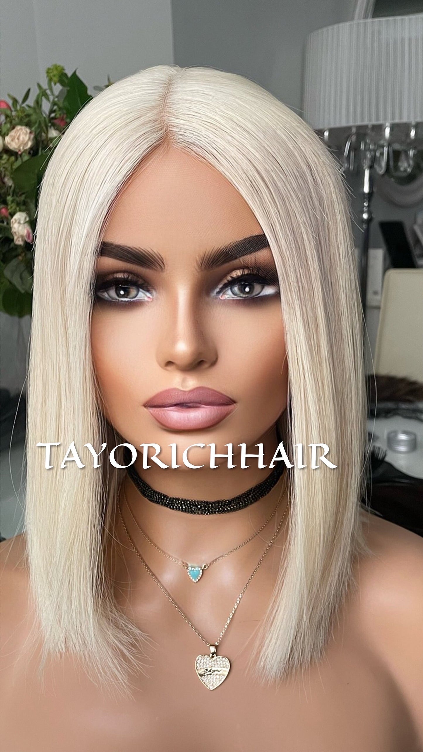 Platinum Blonde Bob Wig/ 100% Single Donor/ Extra Light Weight 130 Density/ European Hair /Lace Top Wig