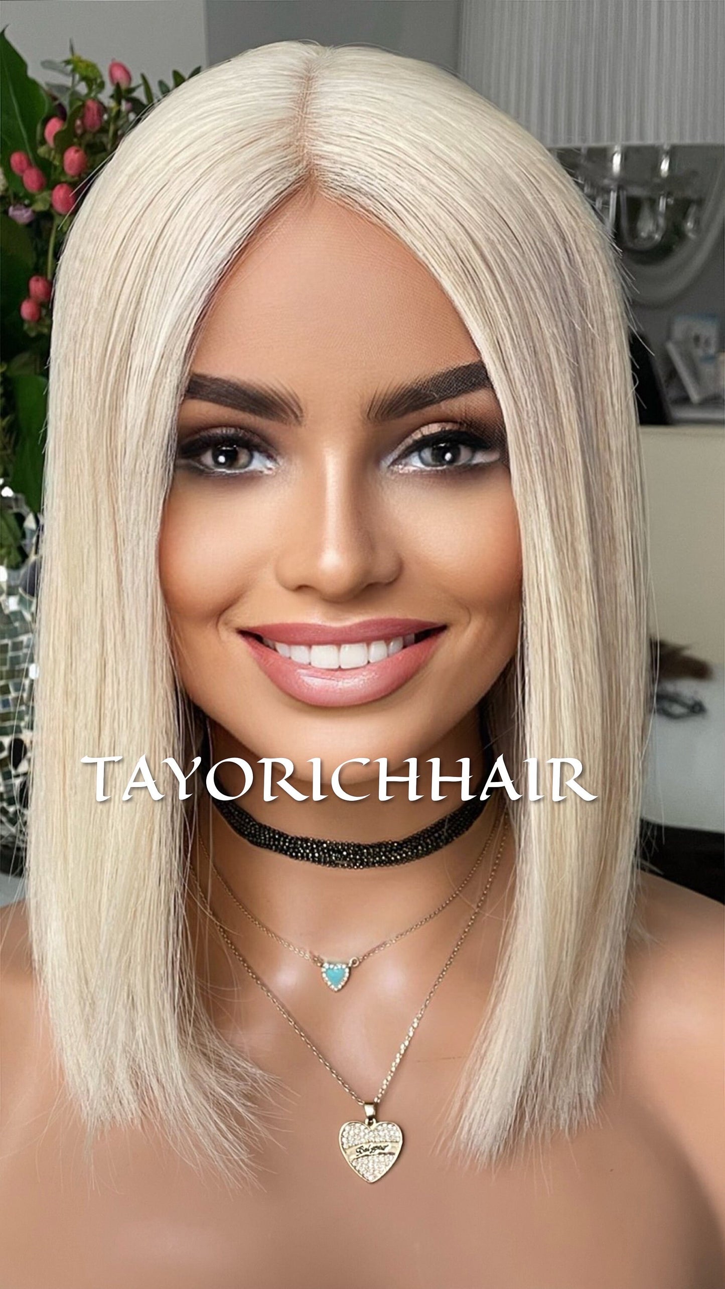 Platinum Blonde Bob Wig/ 100% Single Donor/ Extra Light Weight 130 Density/ European Hair /Lace Top Wig