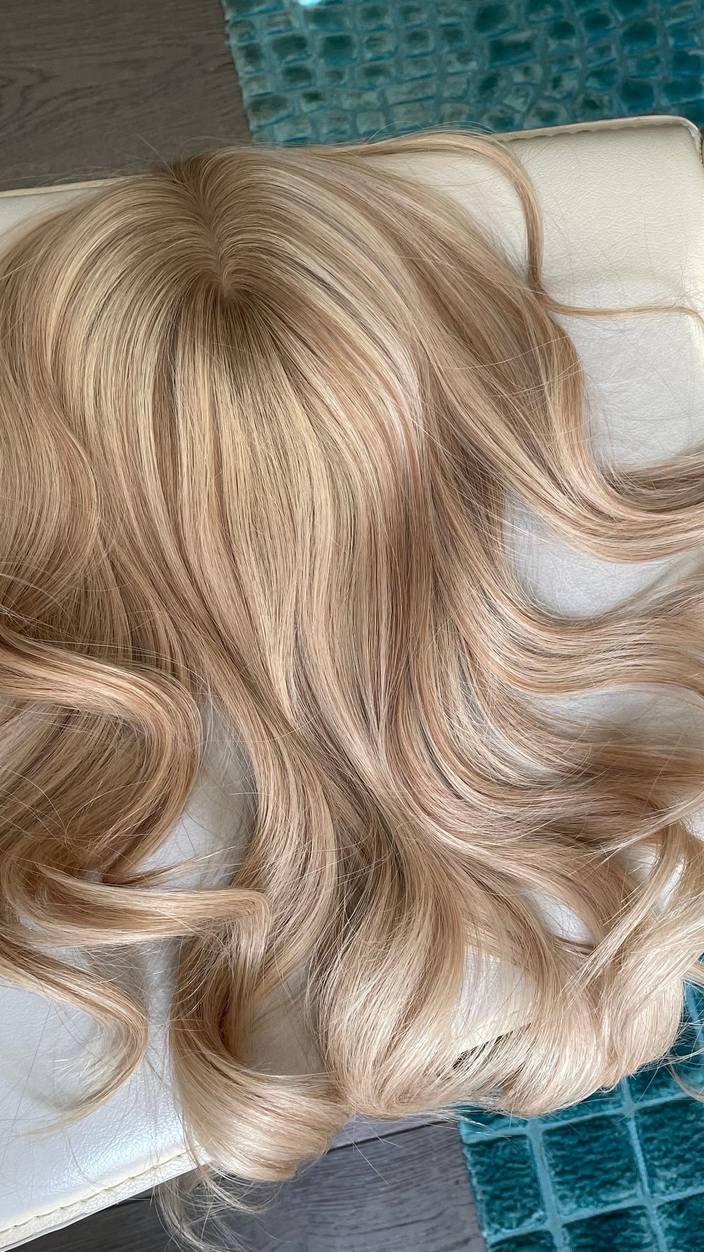 Mixed Blonde Silk Base With Weft Topper Sizes 5x6 14 Inches / Slightly Dark Roots Mixed Light Blonde And Ash Blonde Topper With Weft