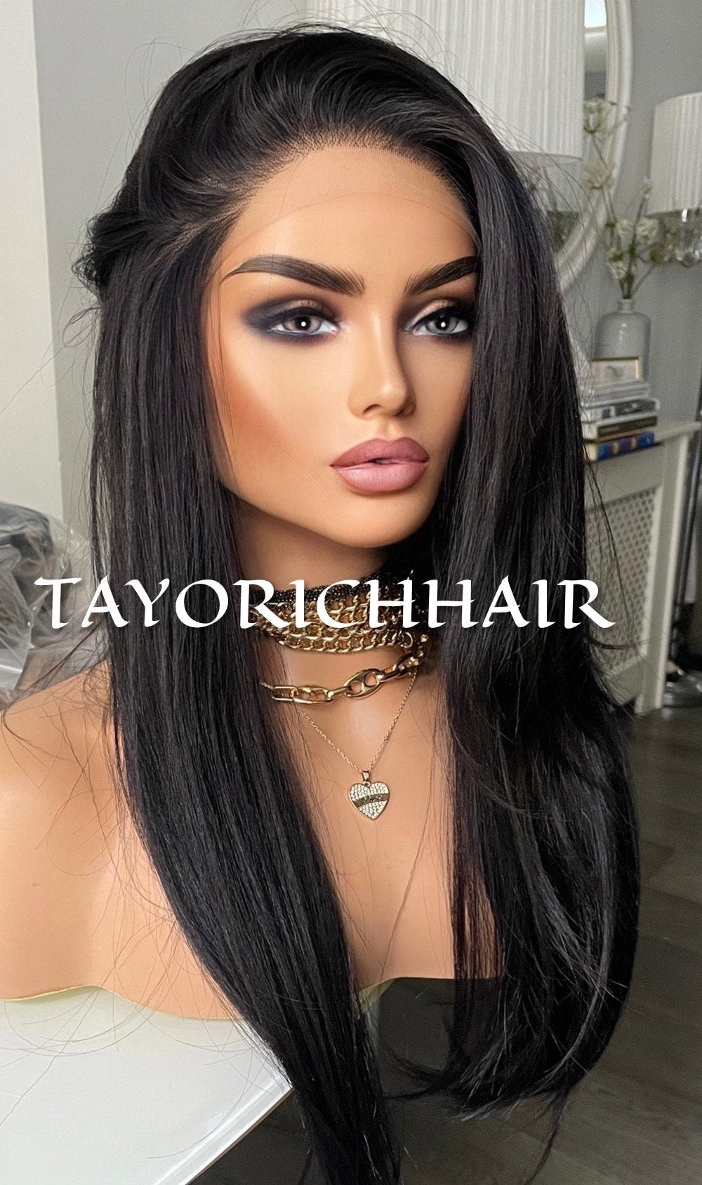 Jet Black Lace Front Wig For Women| Black Short Yaki Synthetic Wigs For Women| Daily Wig For Women| Party Wigs|Free Part Shoulder Length Wig