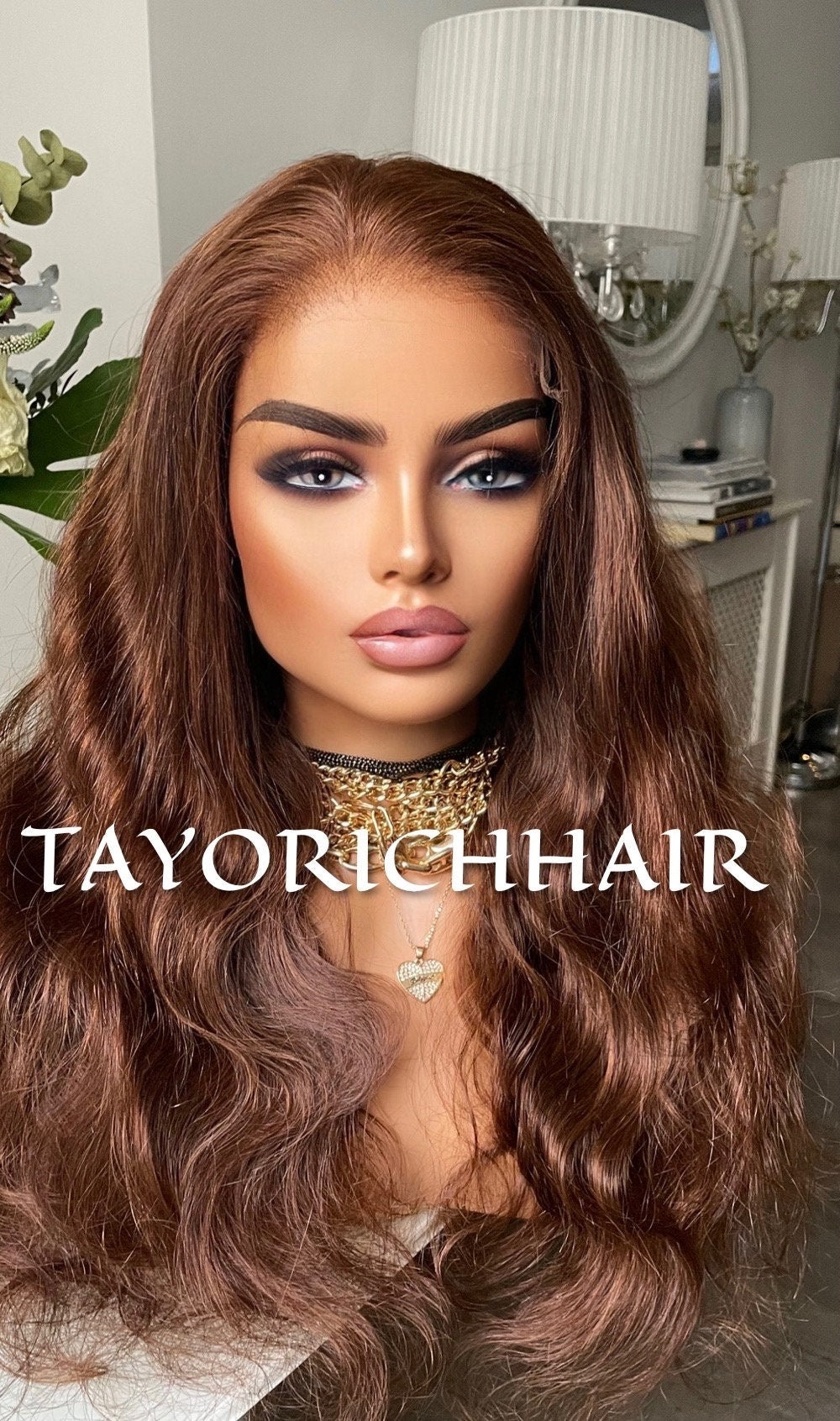 Light Brown Real Hair Glueless Wig/ HD 5x5 Lace Closure Wig/ Real Wavy Hair 18 Inches Small Cap Size Wig