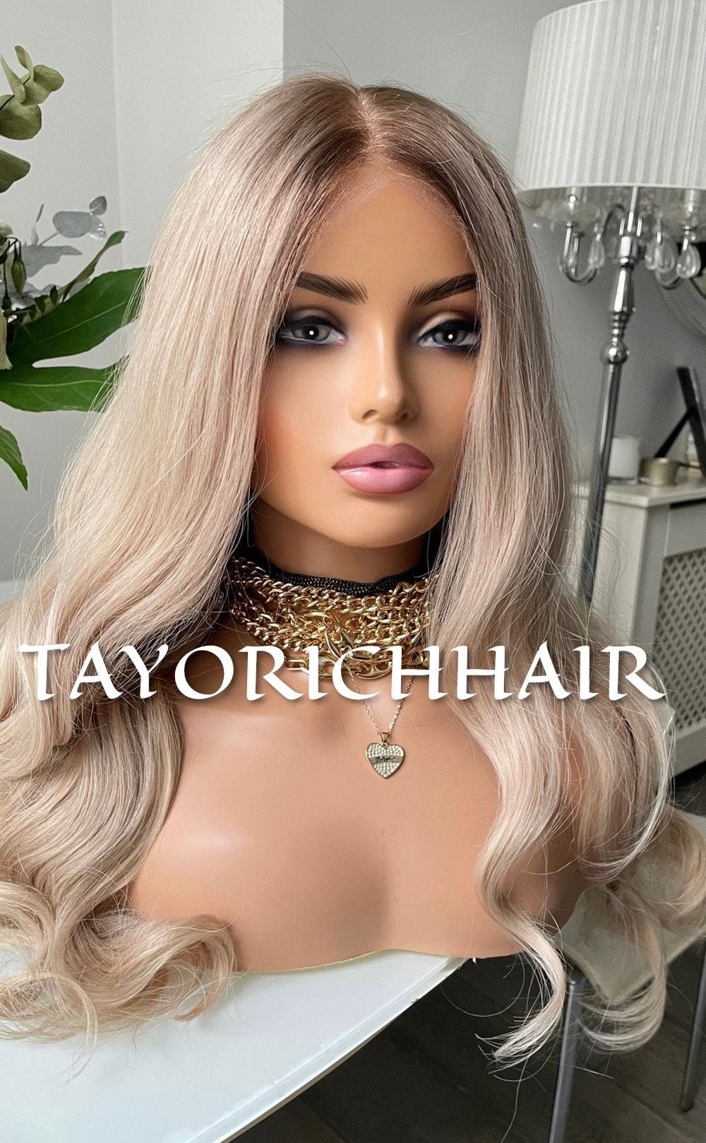 Glueless Human Hair Wig in 22 Inches•Smal Cap Size Wig•Rooted Ash Blonde Human Hair Wig•5X5 HD Lace•Bleached Knots Wig•Beginner Frindly Wig