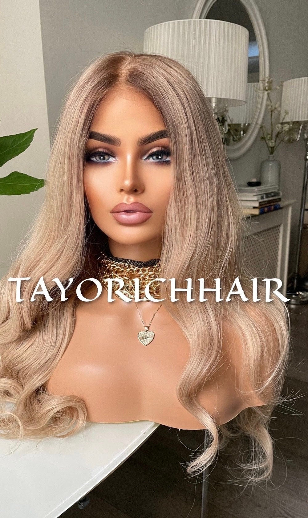 Glueless Human Hair Wig in 22 Inches•Smal Cap Size Wig•Rooted Ash Blonde Human Hair Wig•5X5 HD Lace•Bleached Knots Wig•Beginner Frindly Wig