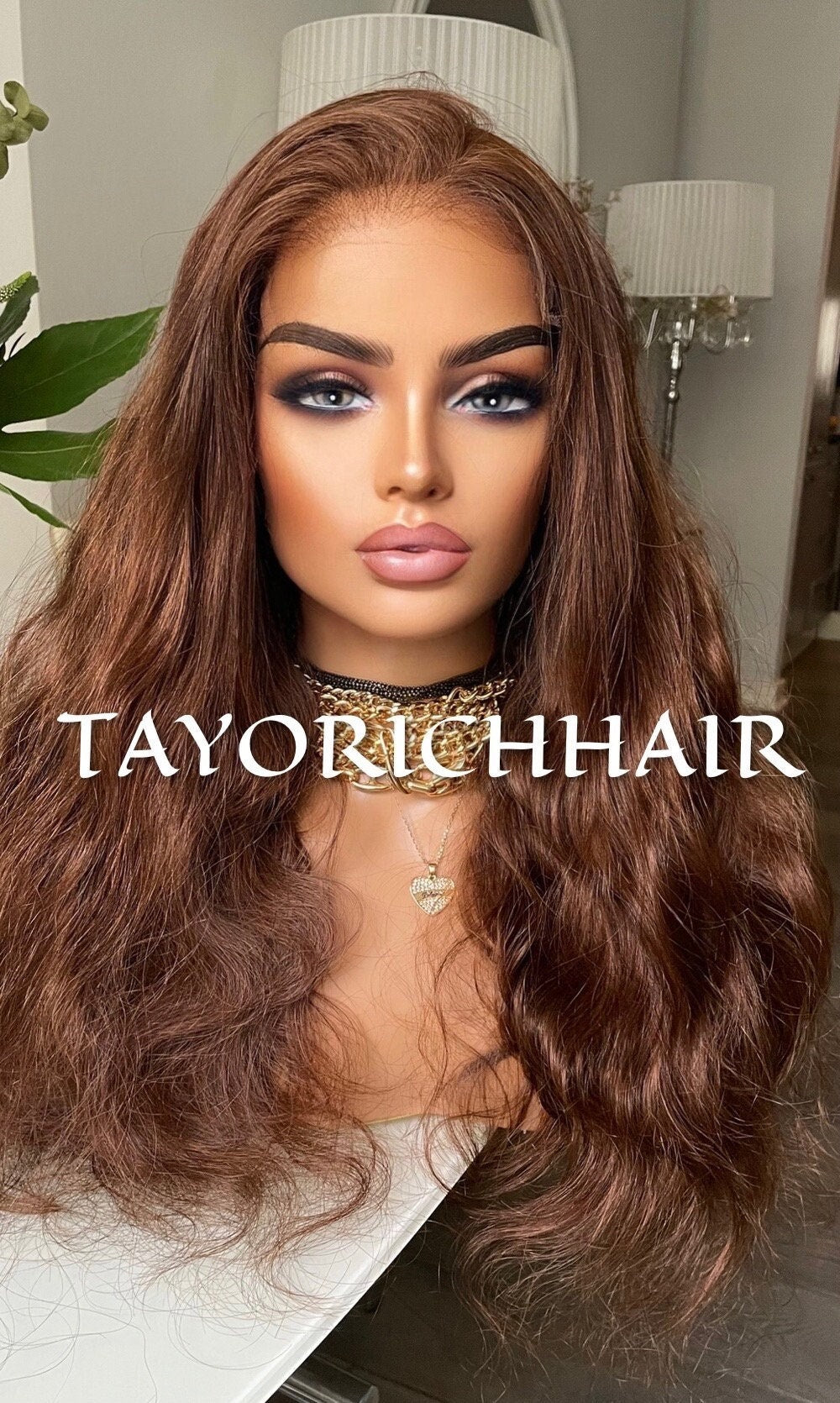 Light Brown Real Hair Glueless Wig/ HD 5x5 Lace Closure Wig/ Real Wavy Hair 18 Inches Small Cap Size Wig