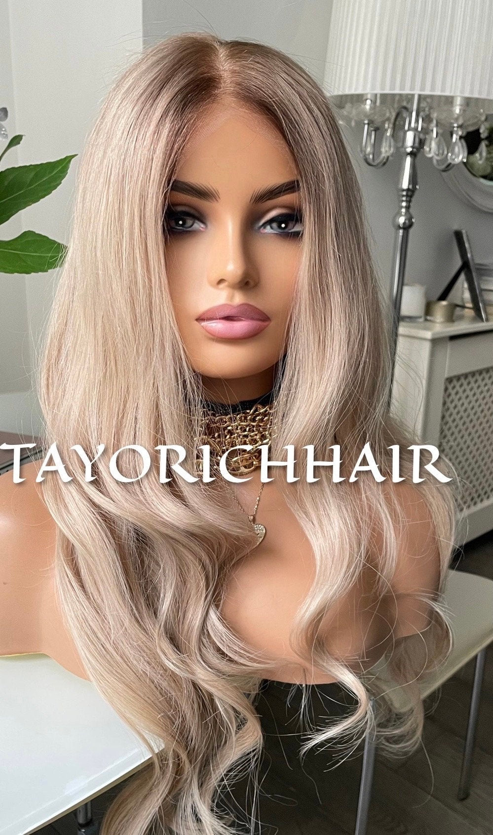 Glueless Human Hair Wig in 22 Inches•Smal Cap Size Wig•Rooted Ash Blonde Human Hair Wig•5X5 HD Lace•Bleached Knots Wig•Beginner Frindly Wig