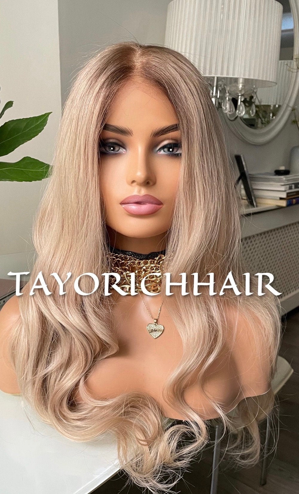 Glueless Human Hair Wig in 22 Inches•Smal Cap Size Wig•Rooted Ash Blonde Human Hair Wig•5X5 HD Lace•Bleached Knots Wig•Beginner Frindly Wig