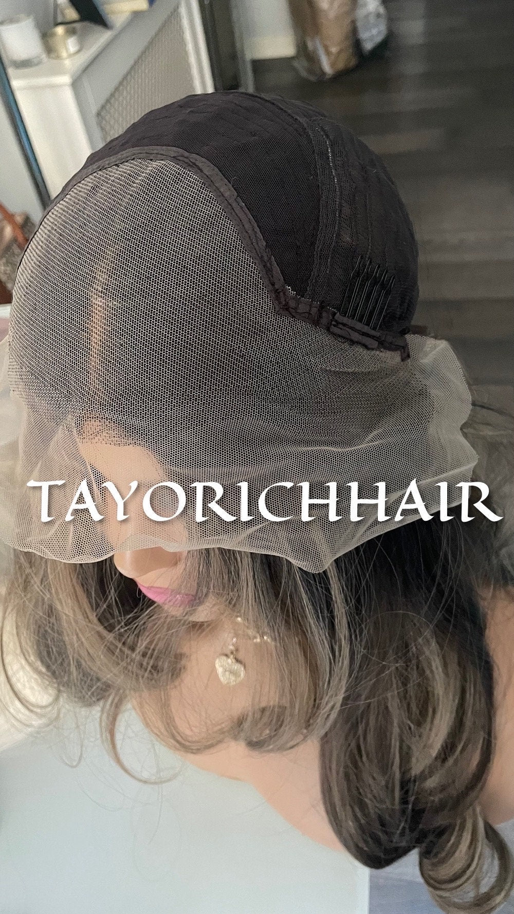 Money Piece Black And Ash Blonde Mix 13x4 Wide Lace Front Wig/Realistic Pre Plucked Hairline/ Layered 24 Inches Wig For Women/Synthetic Wigs