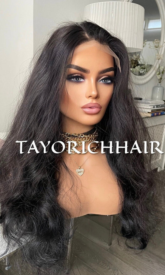 Glueless Black Real Hair Wig 5x5 Lace Closure Beginner Friendly Wig For Daily Wear/20 Inches Black Wavy Real Hair Wig For Women