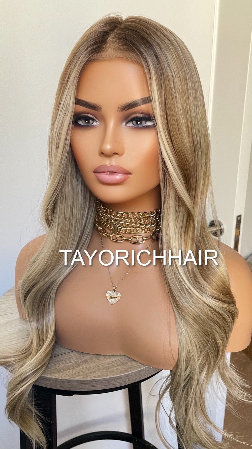 New 20 Inches Mixed Blonde Synthetic Lace Front Wig/ Average Cap Size/ 13x4 Swiss Lace / Realistic Natural Looking Wig/ Ready To Ship Wigs