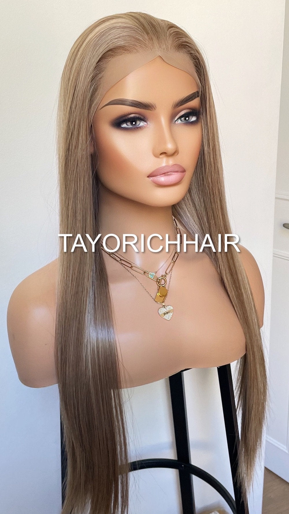 Mixed Dark Blonde Lace Wig With 13x3 Soft Lace LOng Straight Hair Wig With Free Part/ Preplucked Realistic Synthetic Wig