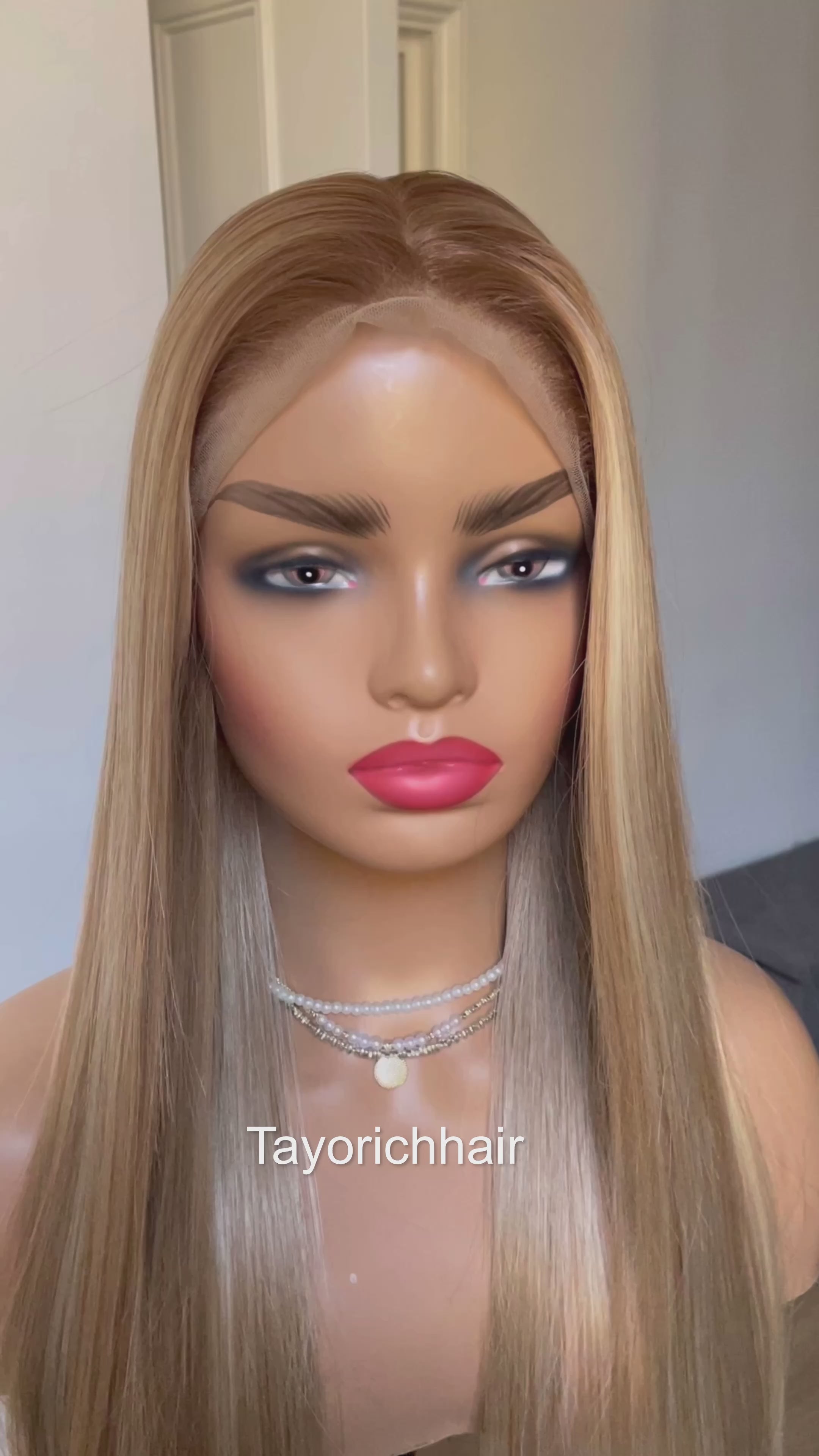 13x6 Mixed Honey Blonde Straight Hair Synthetic Lace Front